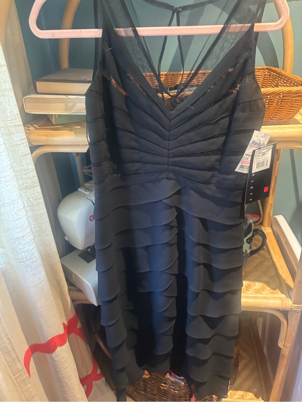 Scarlett Black Layered V-Neck Midi Dress